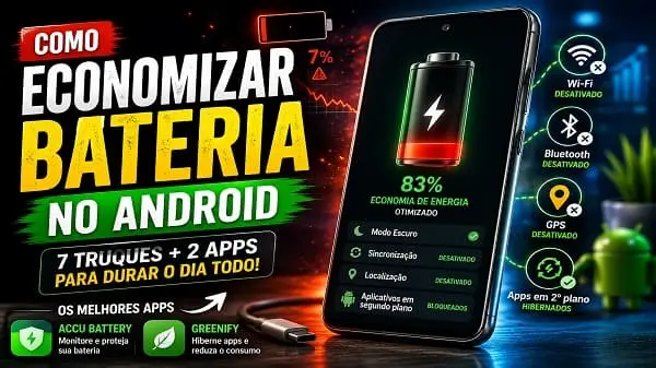 Aplicativo utilitário otimizando o consumo de energia e economizando bateria no celular Android.