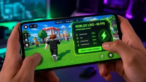 Aplicativo utilitário otimizando o desempenho do Roblox no celular para tirar o lag.