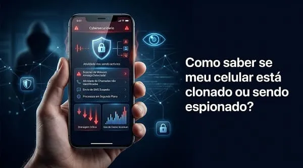 Aplicativo utilitário de segurança verificando se o celular está clonado ou com aplicativos espiões.