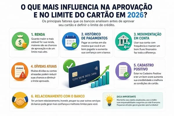 Critérios que influenciam aprovação e limite do cartão em 2026