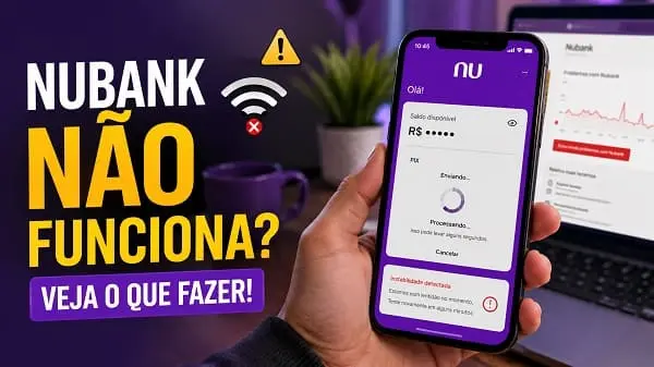 Pessoa com celular exibindo erro de acesso em aplicativo bancário